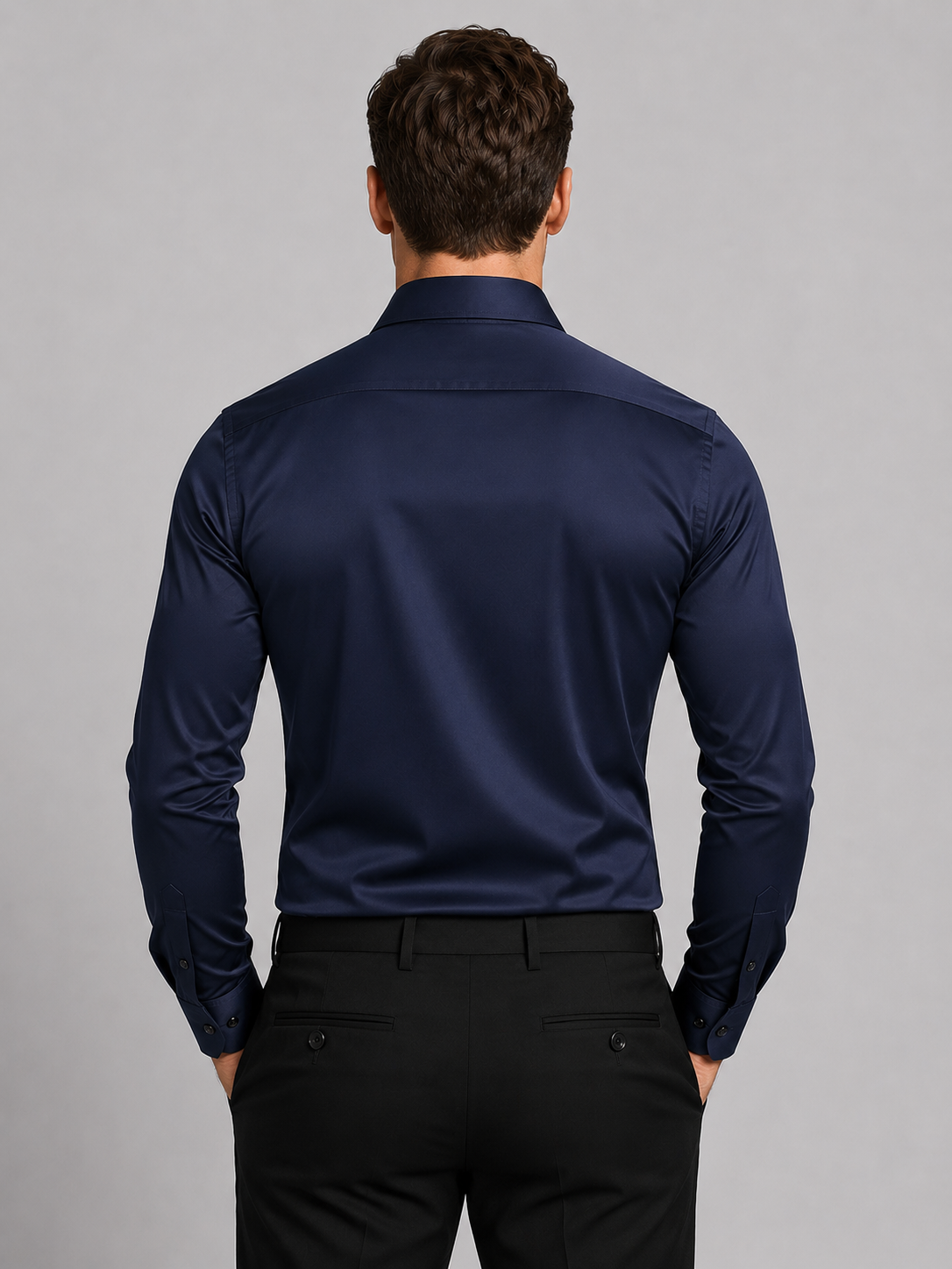Men's Slim Fit Stretch Dress Shirt Long Sleeve Collared Button-Up Formal