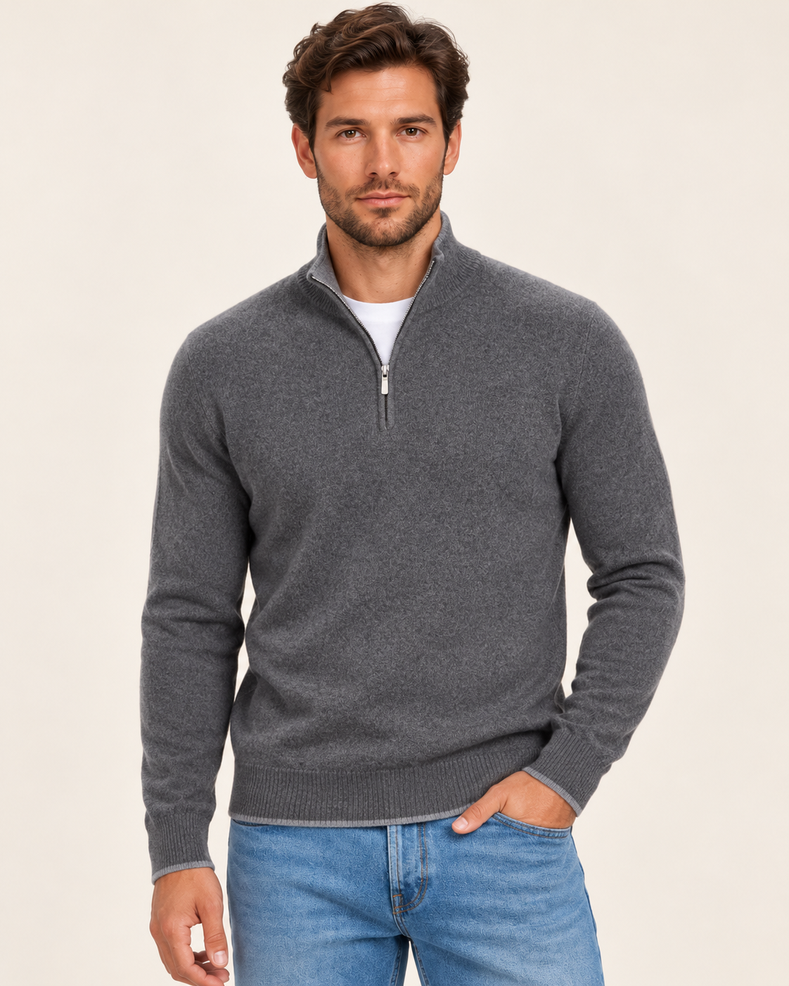 Men's Soft Knit Half Zip Jumper