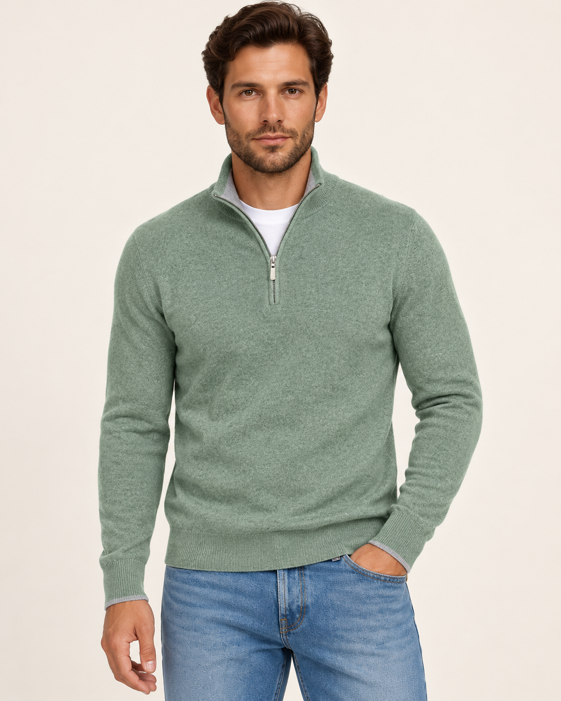 Men's Soft Knit Half Zip Jumper