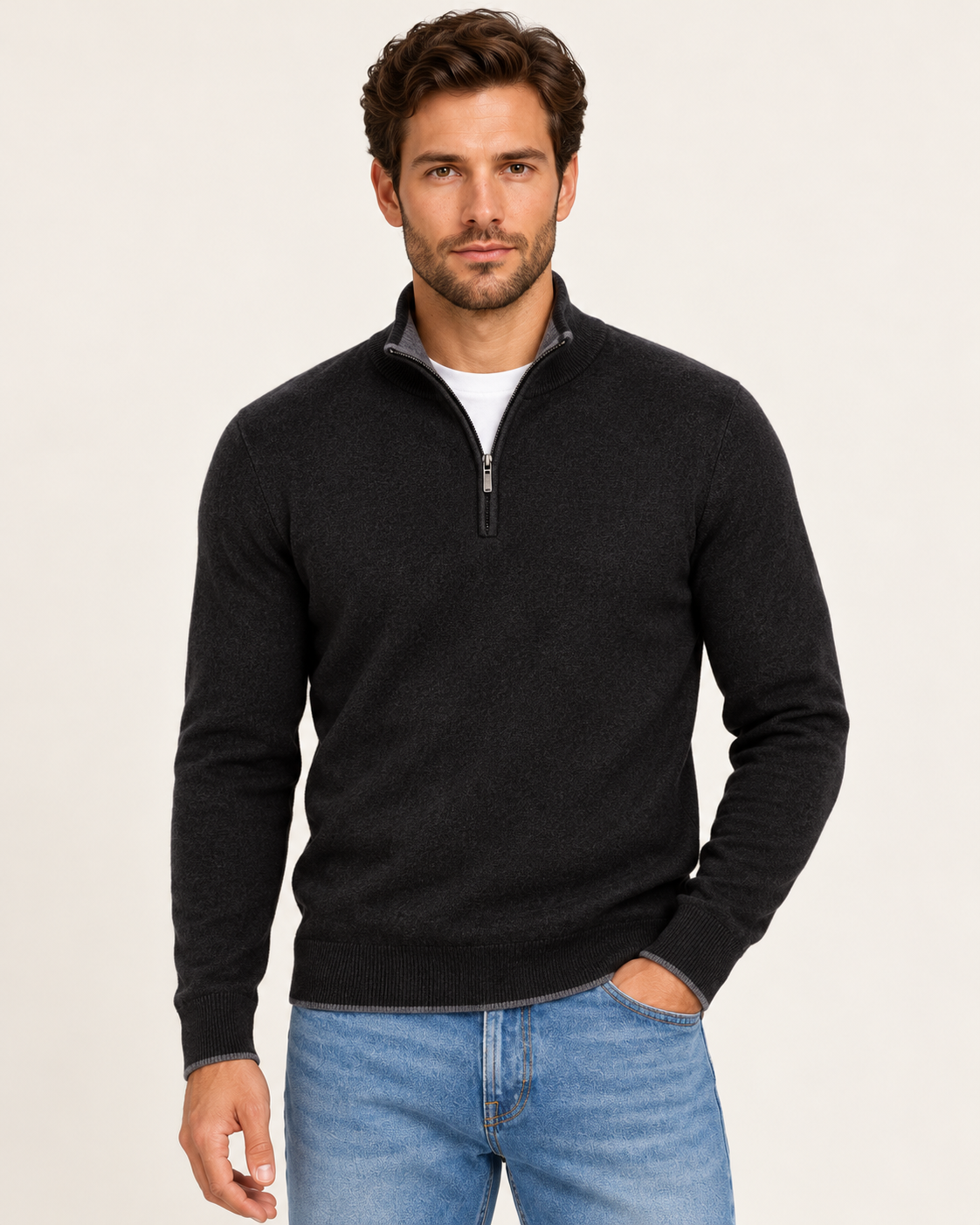 Men's Soft Knit Half Zip Jumper