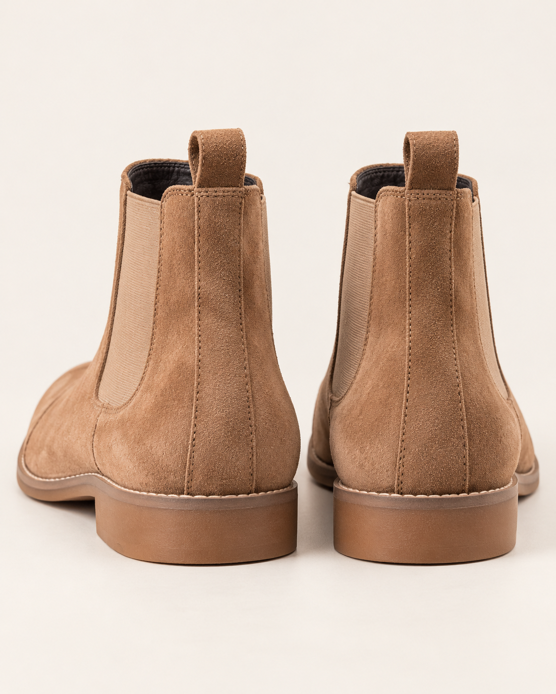 Men's Suede Look Chelsea Boots with Stitched Toe Cap