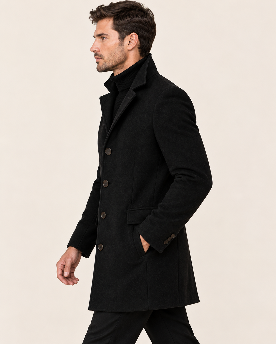 Men's Tailored Stand Collar Coat