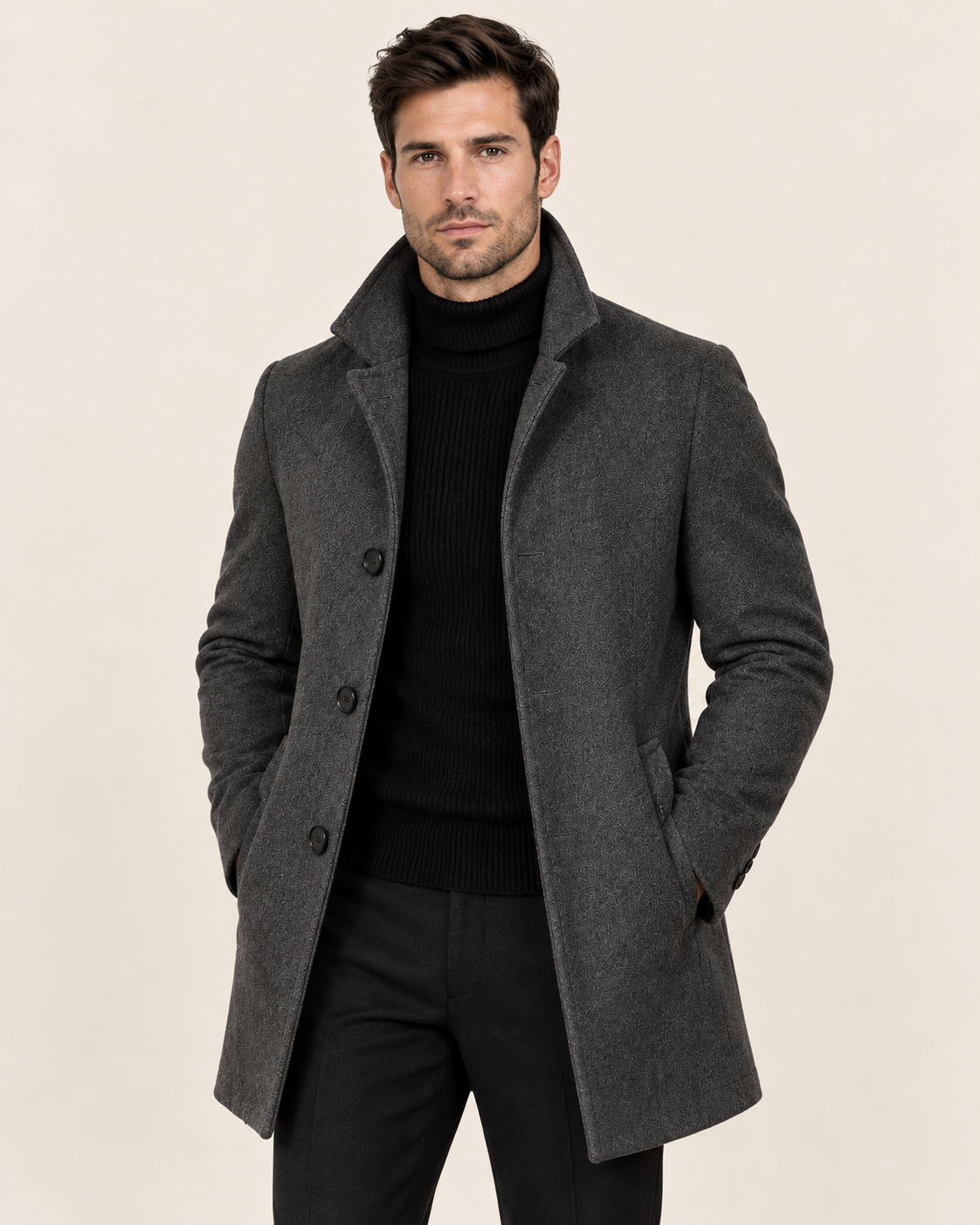 Men's Tailored Stand Collar Coat