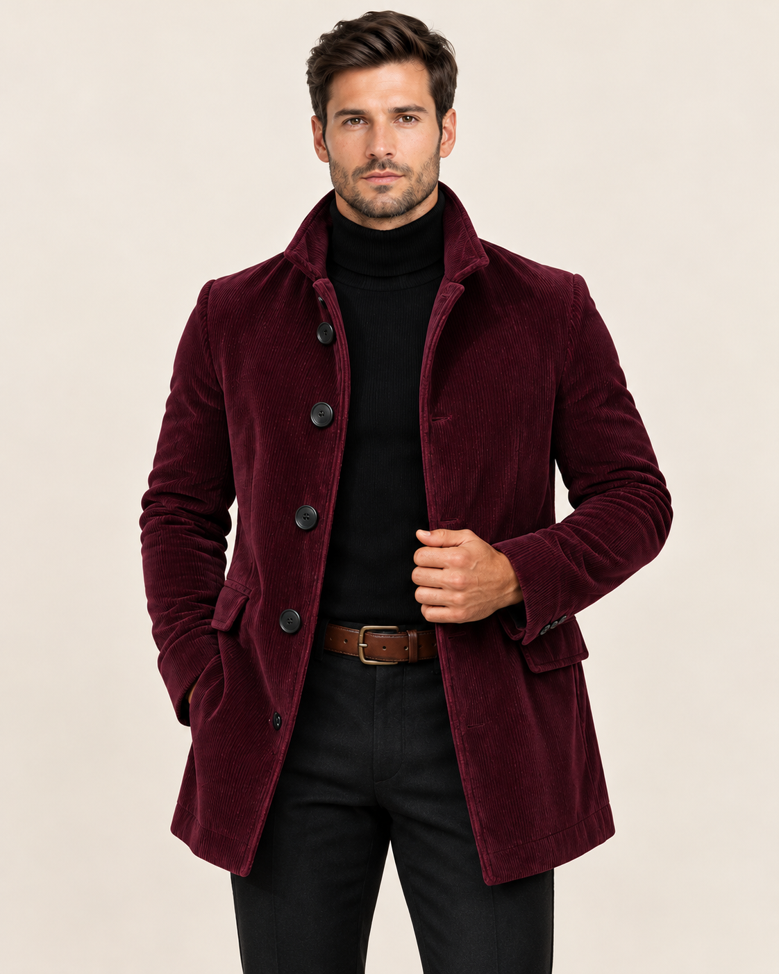 Men's Tailored Stand Collar Coat