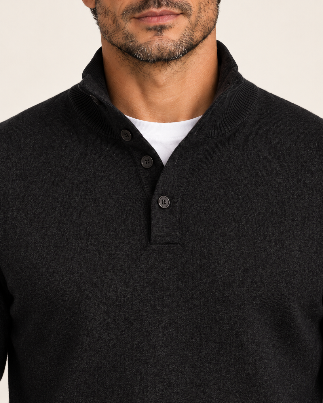 Men's Textured Knit Polo Collar Jumper