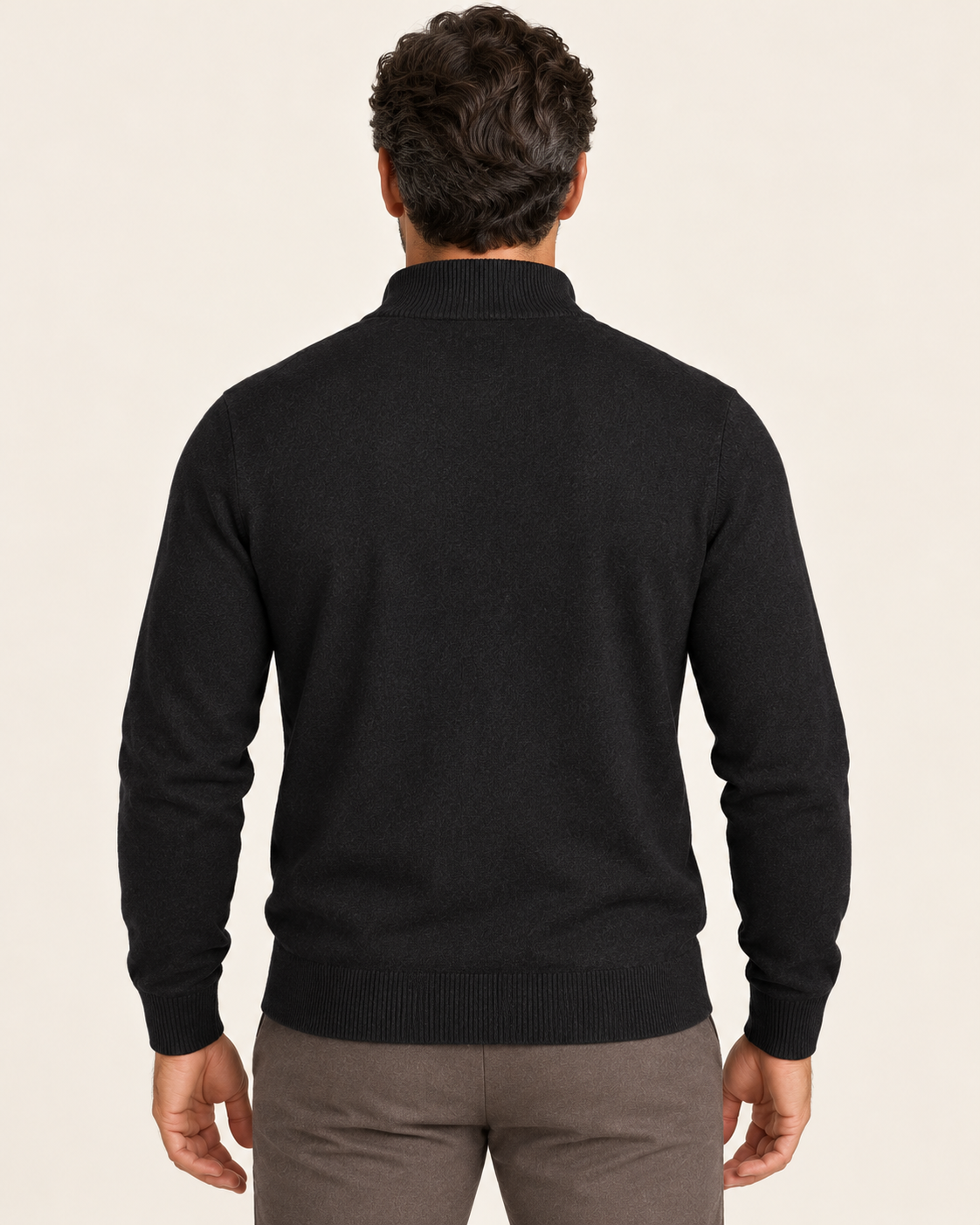 Men's Textured Knit Polo Collar Jumper