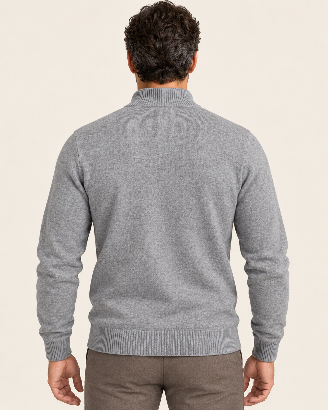 Men's Textured Knit Polo Collar Jumper