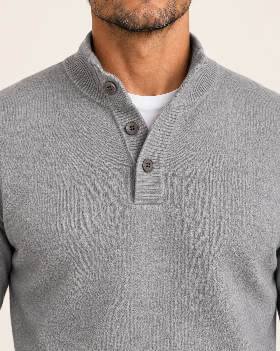 Men's Textured Knit Polo Collar Jumper