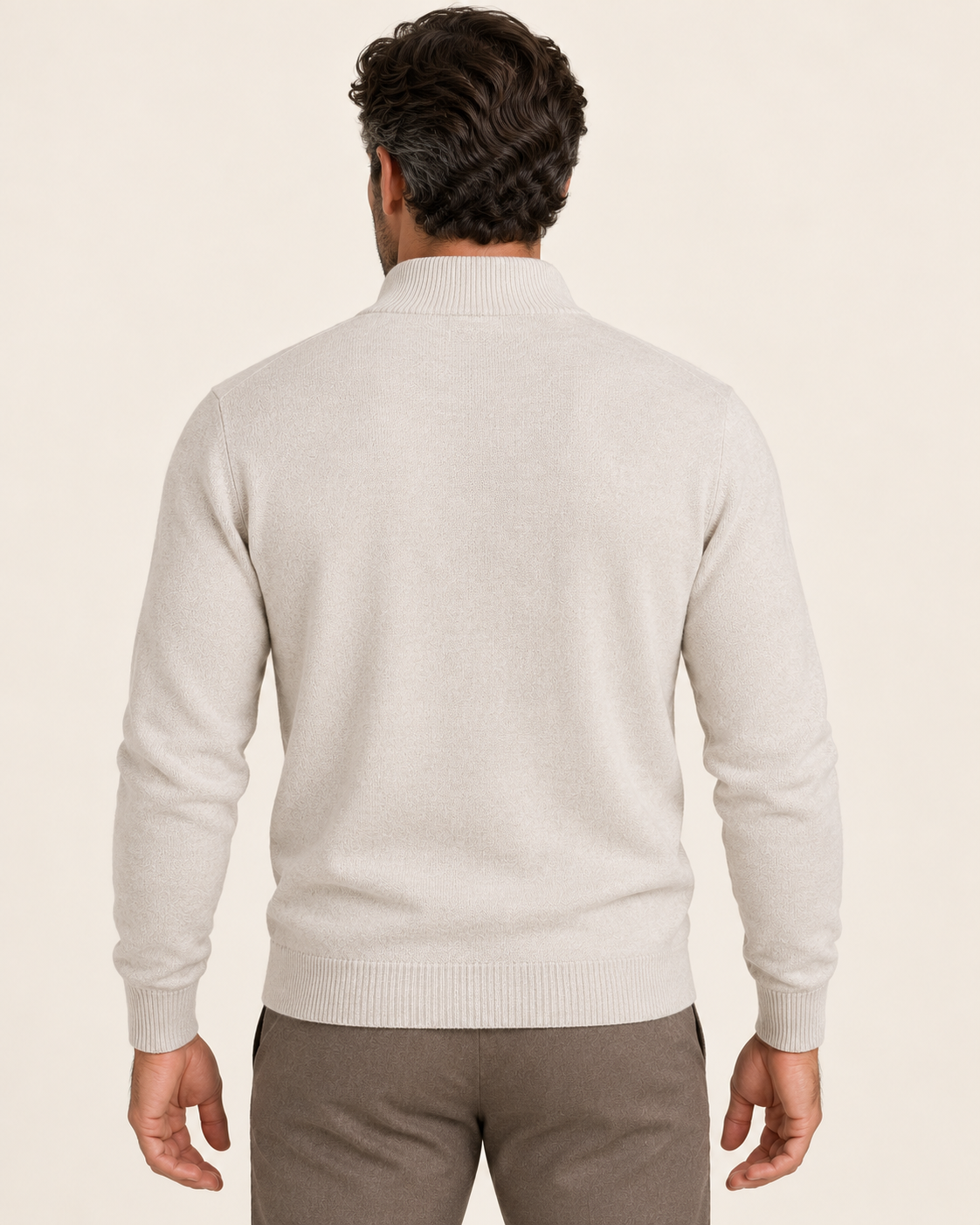 Men's Textured Knit Polo Collar Jumper