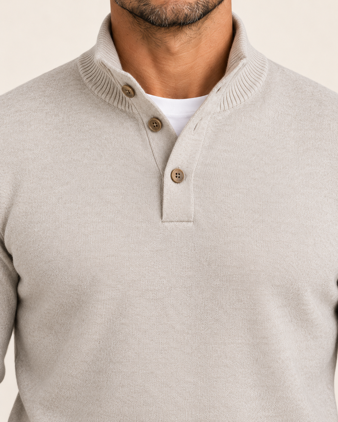 Men's Textured Knit Polo Collar Jumper