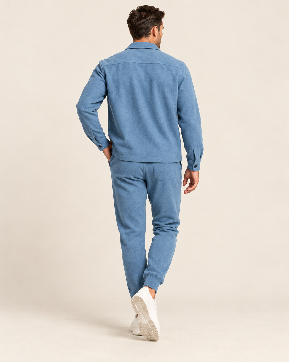 Men's Co-Ord Tracksuit Set with Button-Front Shacket and Joggers