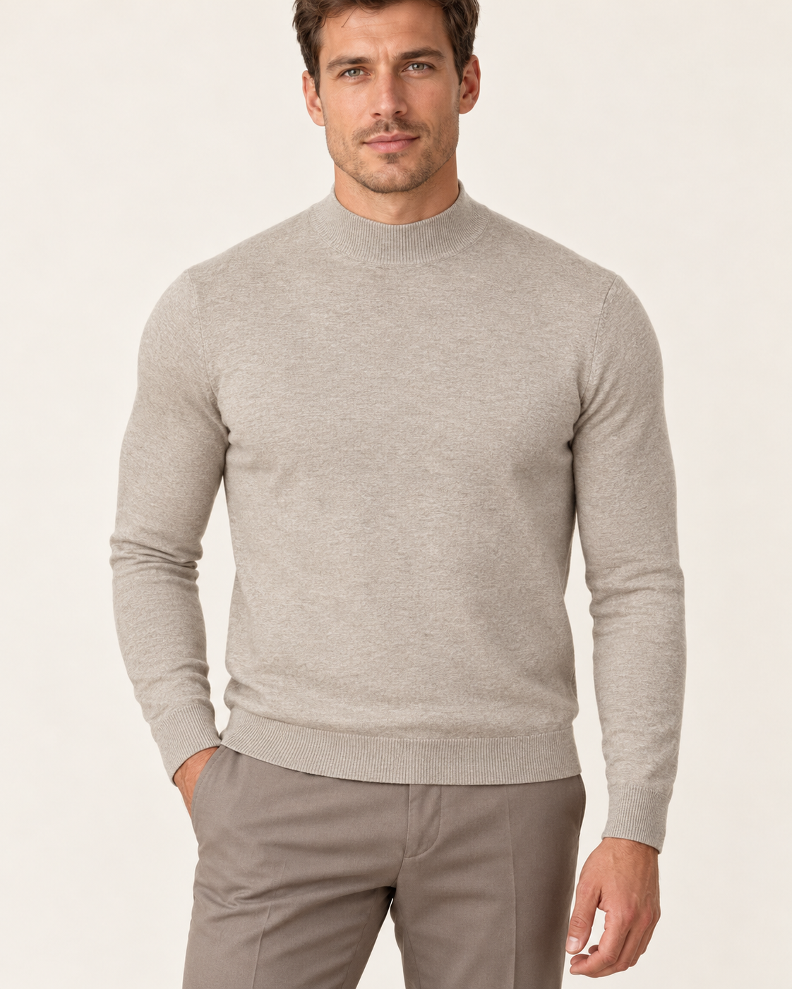 Men's Ultra Fine Knit Mock Neck Jumper