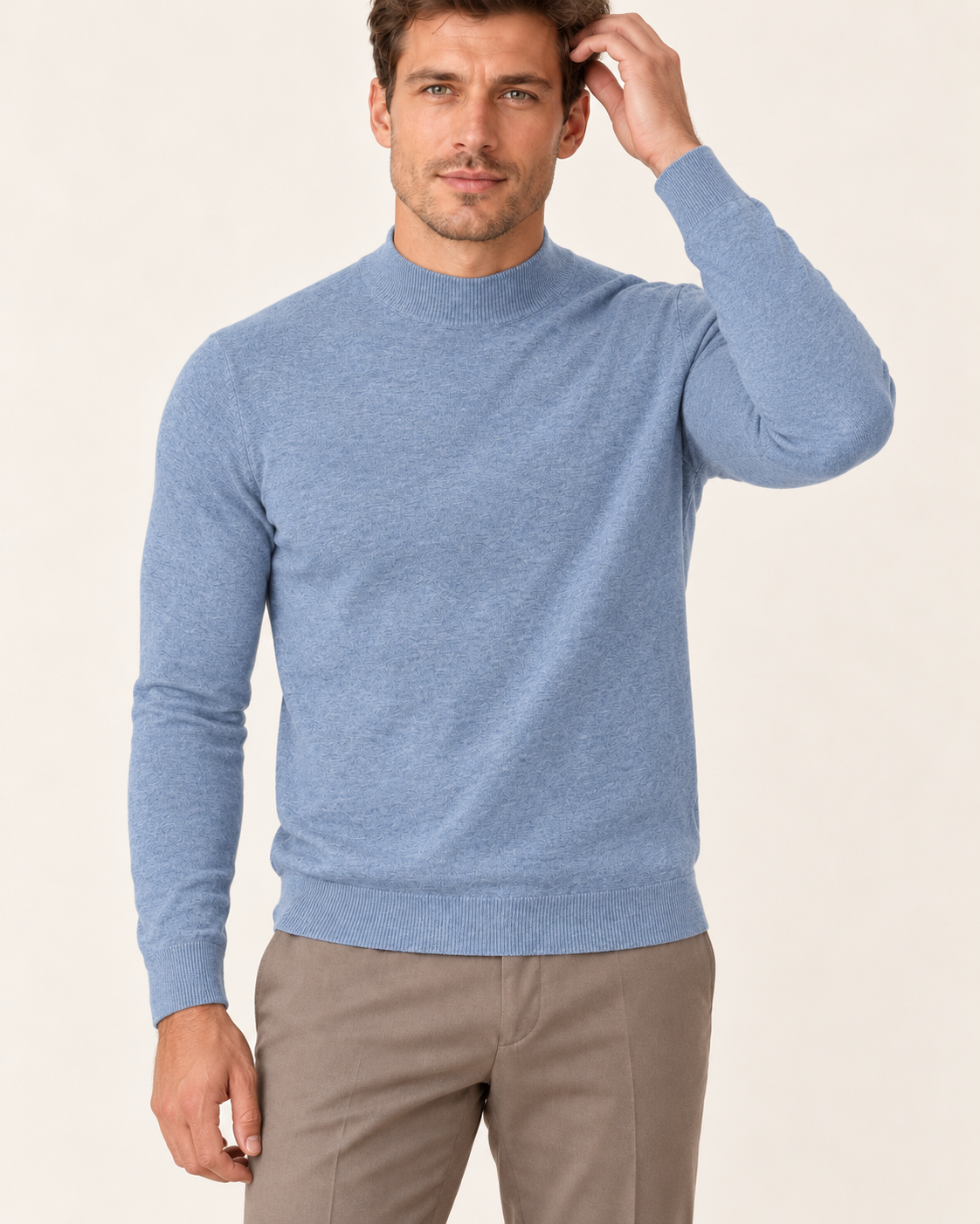 Men's Ultra Fine Knit Mock Neck Jumper