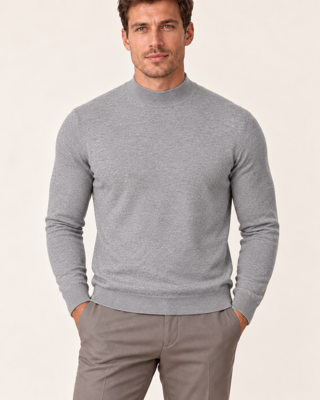Men's Ultra Fine Knit Mock Neck Jumper