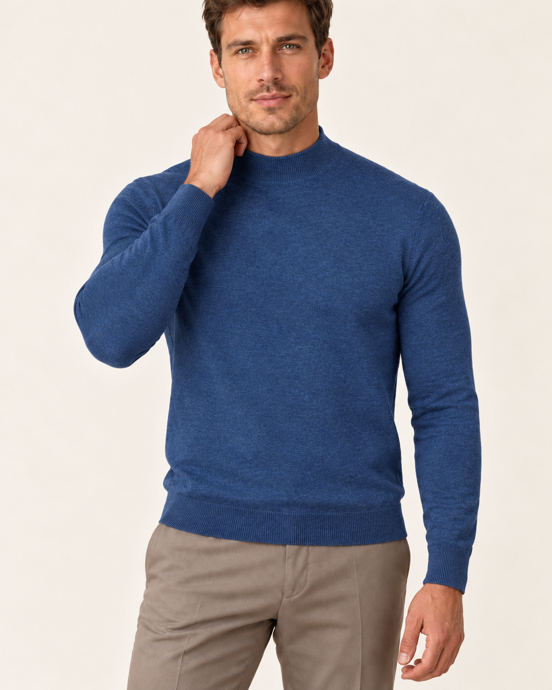 Men's Ultra Fine Knit Mock Neck Jumper