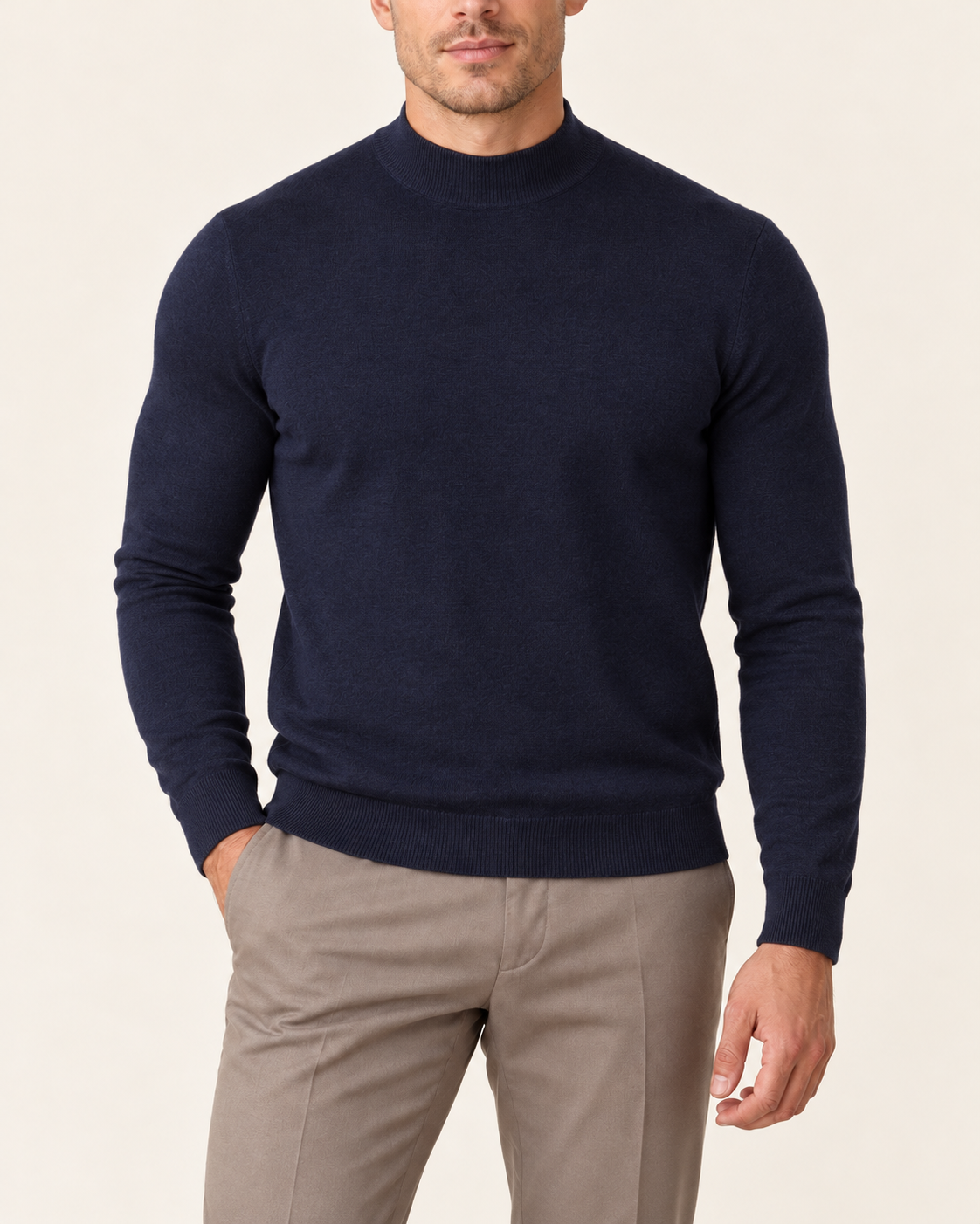 Men's Ultra Fine Knit Mock Neck Jumper