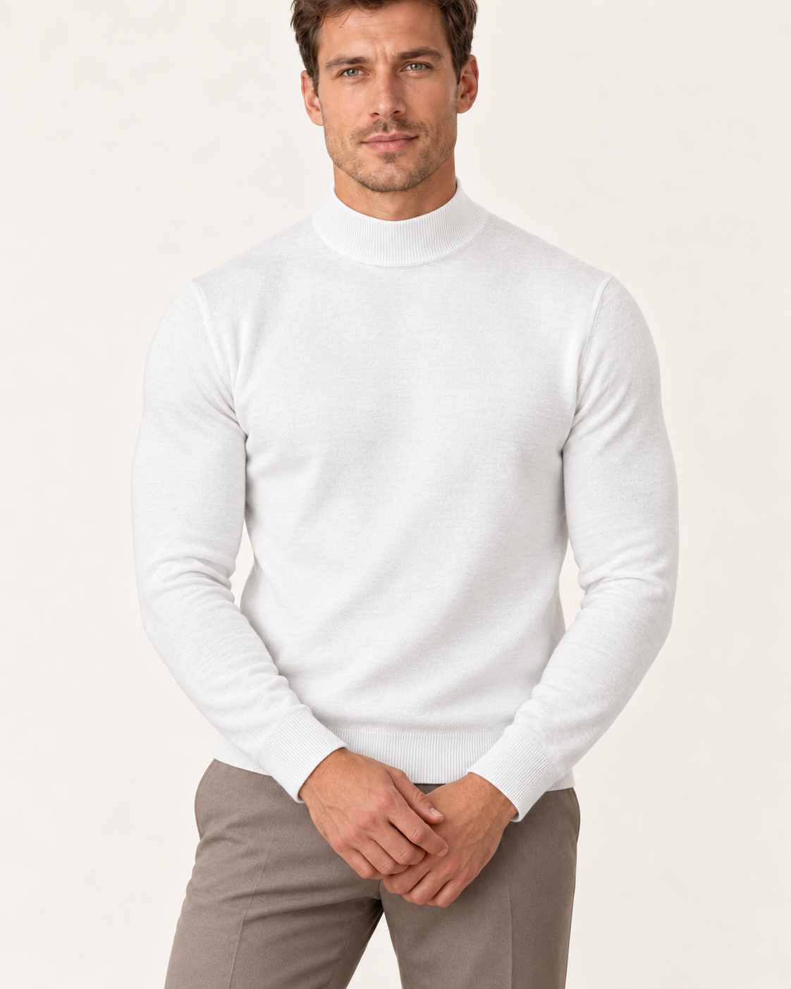 Men's Ultra Fine Knit Mock Neck Jumper