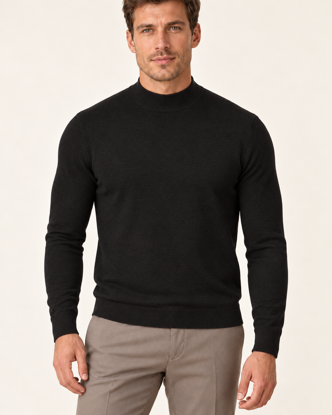 Men's Ultra Fine Knit Mock Neck Jumper