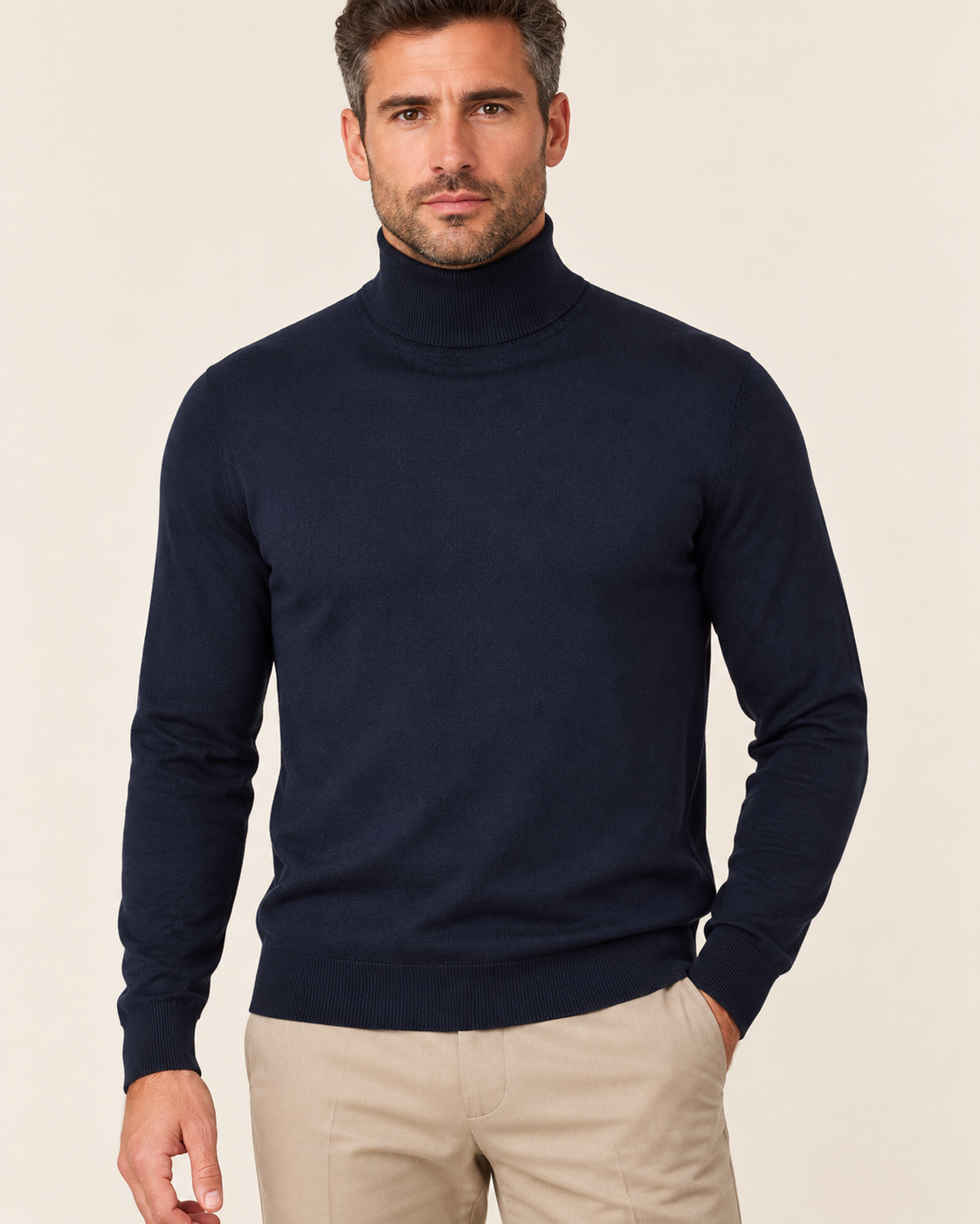 Men's Ultra Fine Knit Roll Neck Jumper