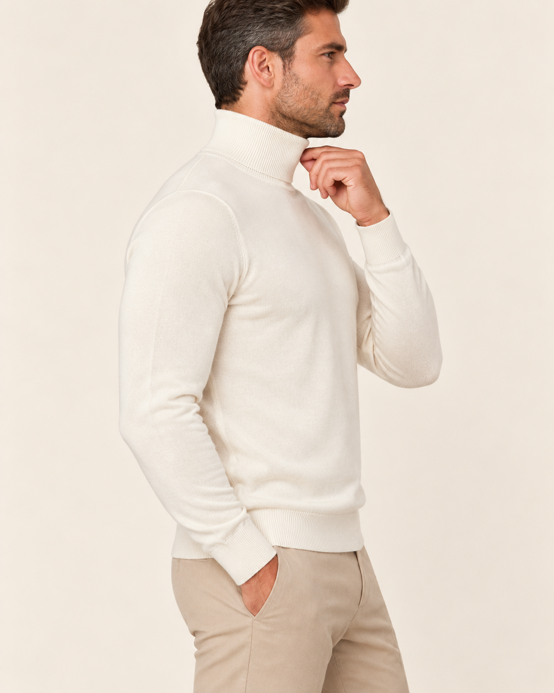Men's Ultra Fine Knit Roll Neck Jumper