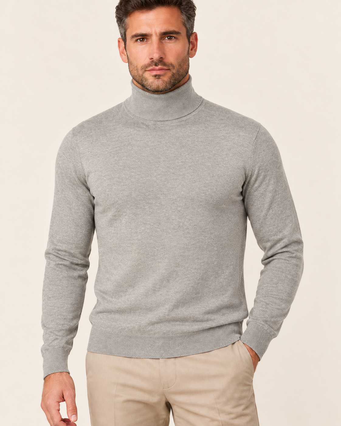 Men's Ultra Fine Knit Roll Neck Jumper