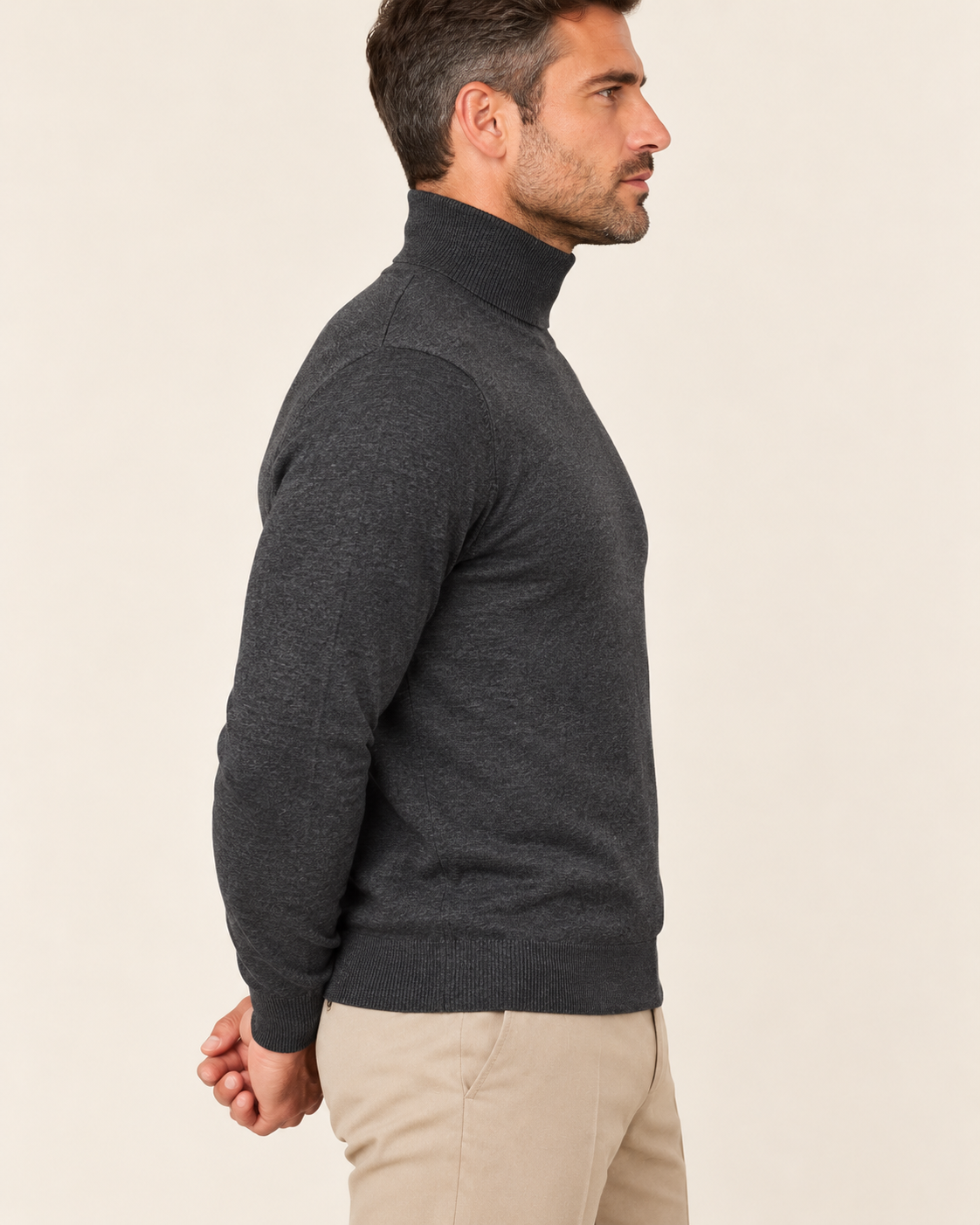 Men's Ultra Fine Knit Roll Neck Jumper