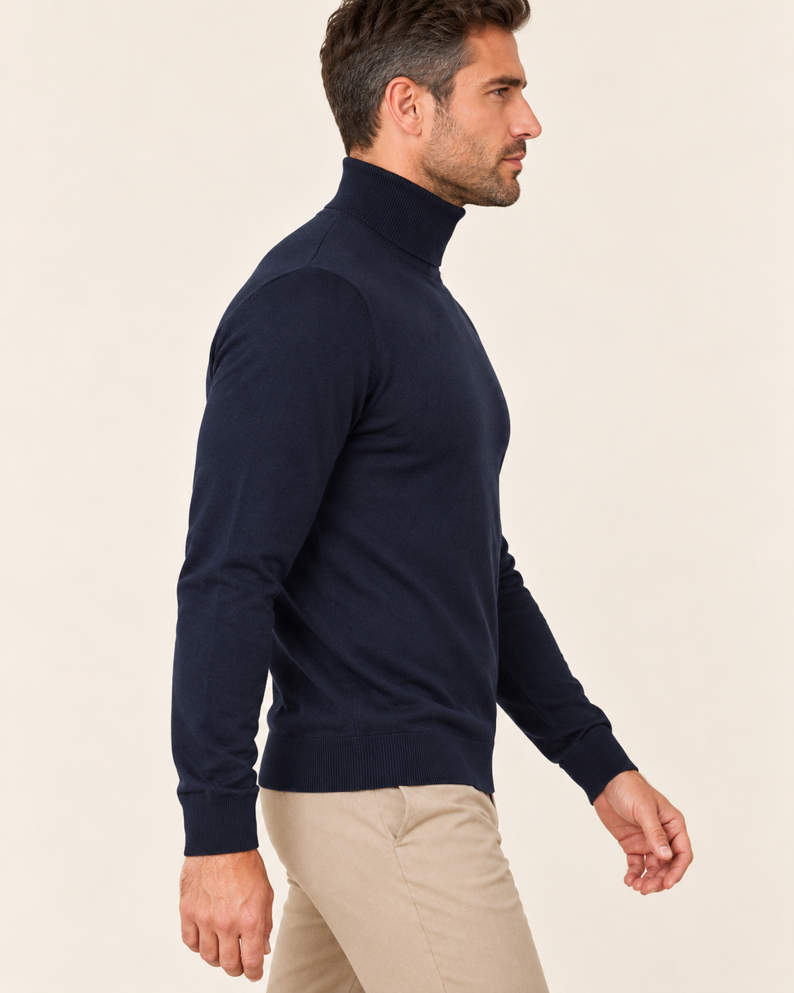 Men's Ultra Fine Knit Roll Neck Jumper