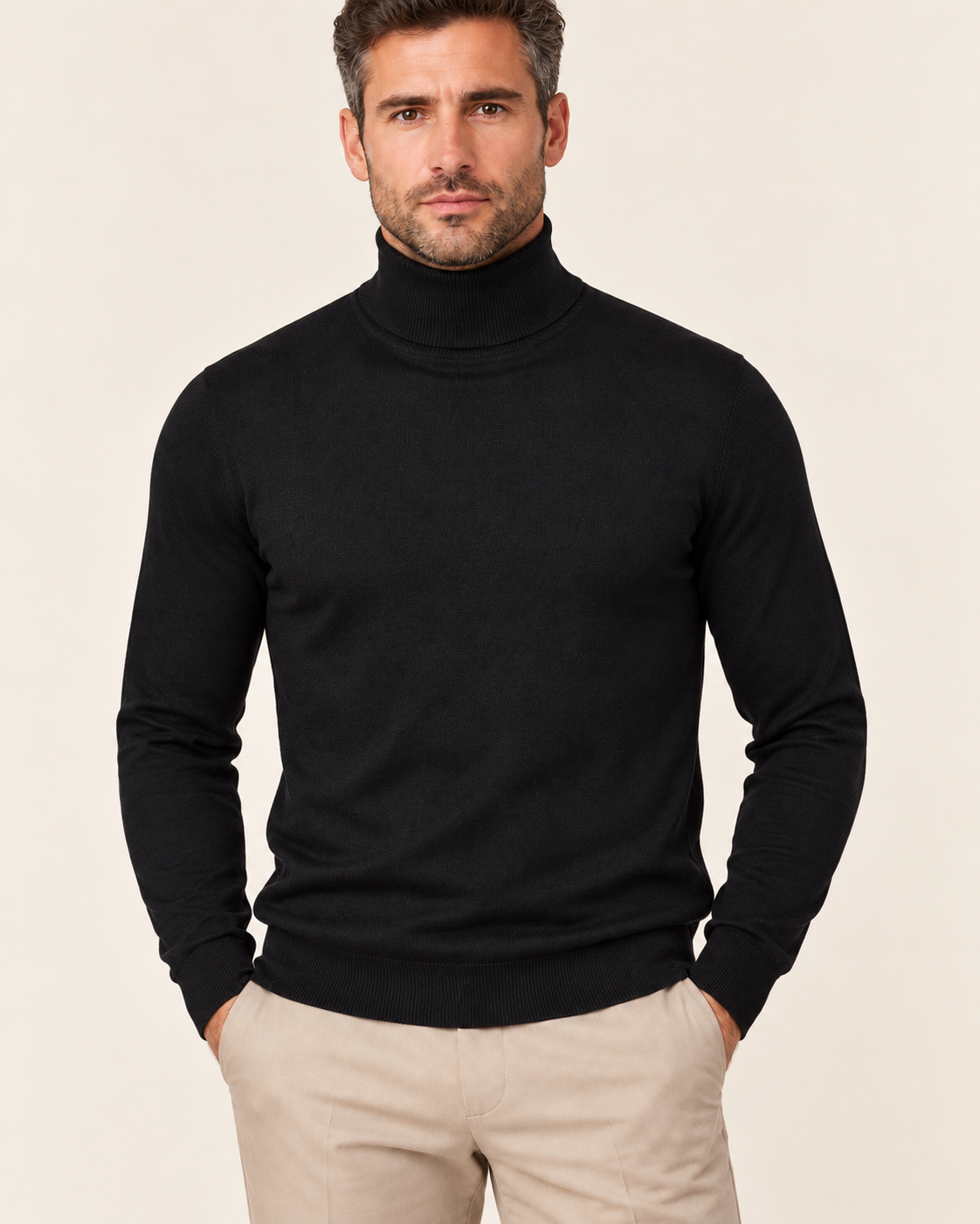 Men's Ultra Fine Knit Roll Neck Jumper