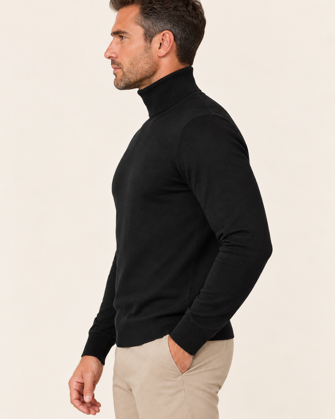 Men's Ultra Fine Knit Roll Neck Jumper