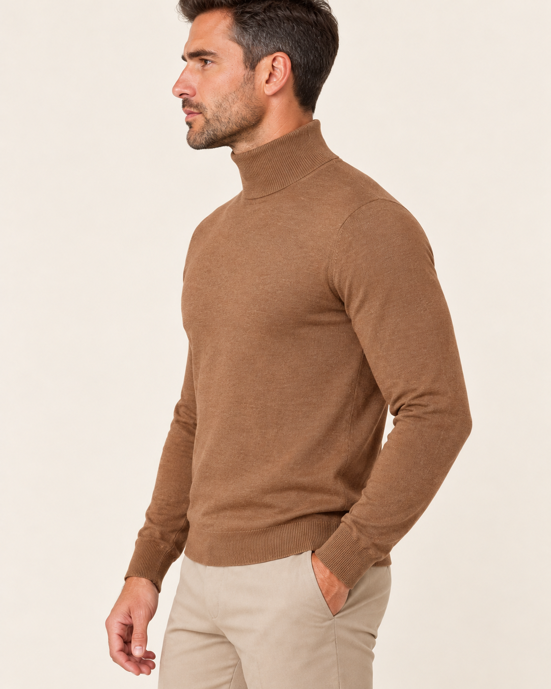 Men's Ultra Fine Knit Roll Neck Jumper