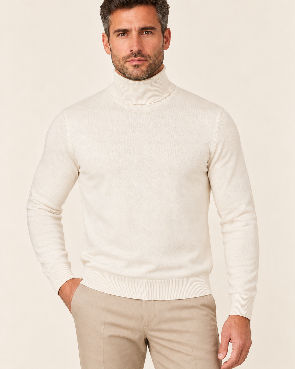 Men's Ultra Fine Knit Roll Neck Jumper