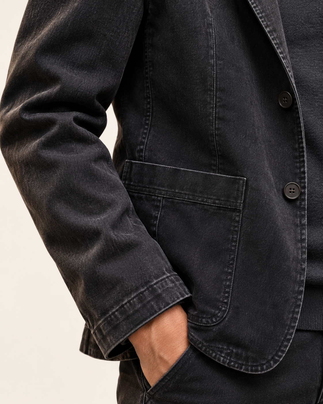 Men's Washed Cotton Blazer With Patch Pockets