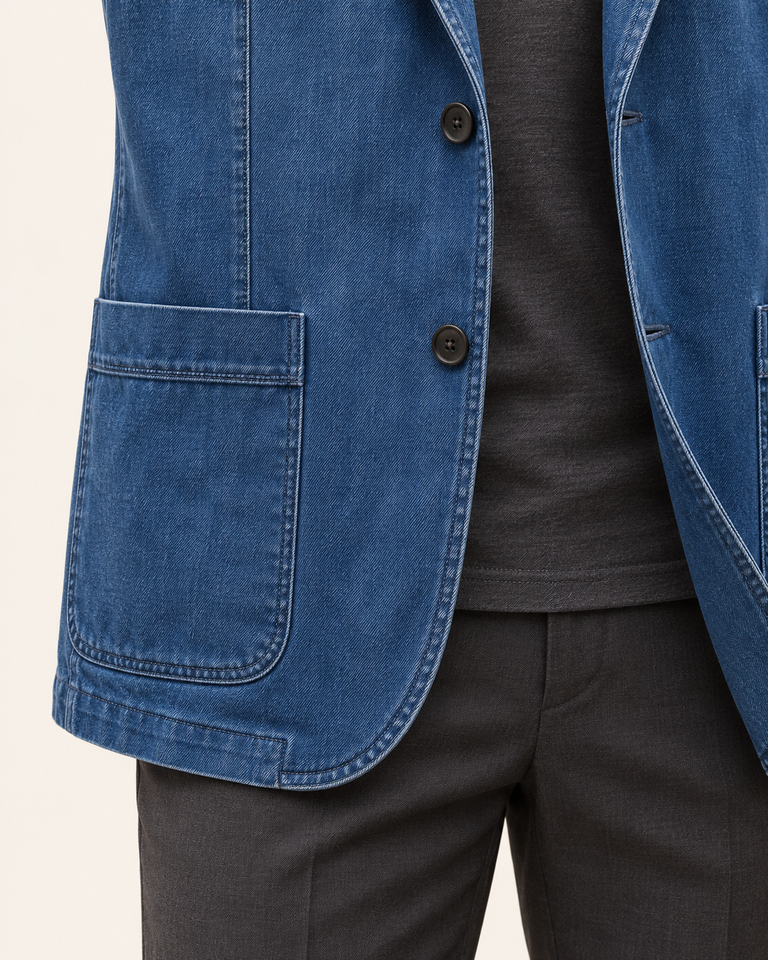 Men's Washed Cotton Blazer With Patch Pockets