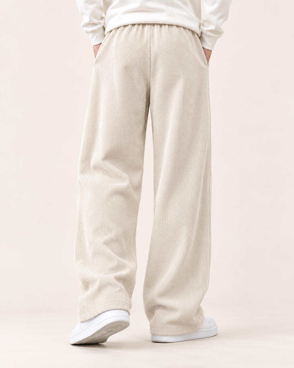 Men's Wide Leg Corduroy Tie Waist Trousers