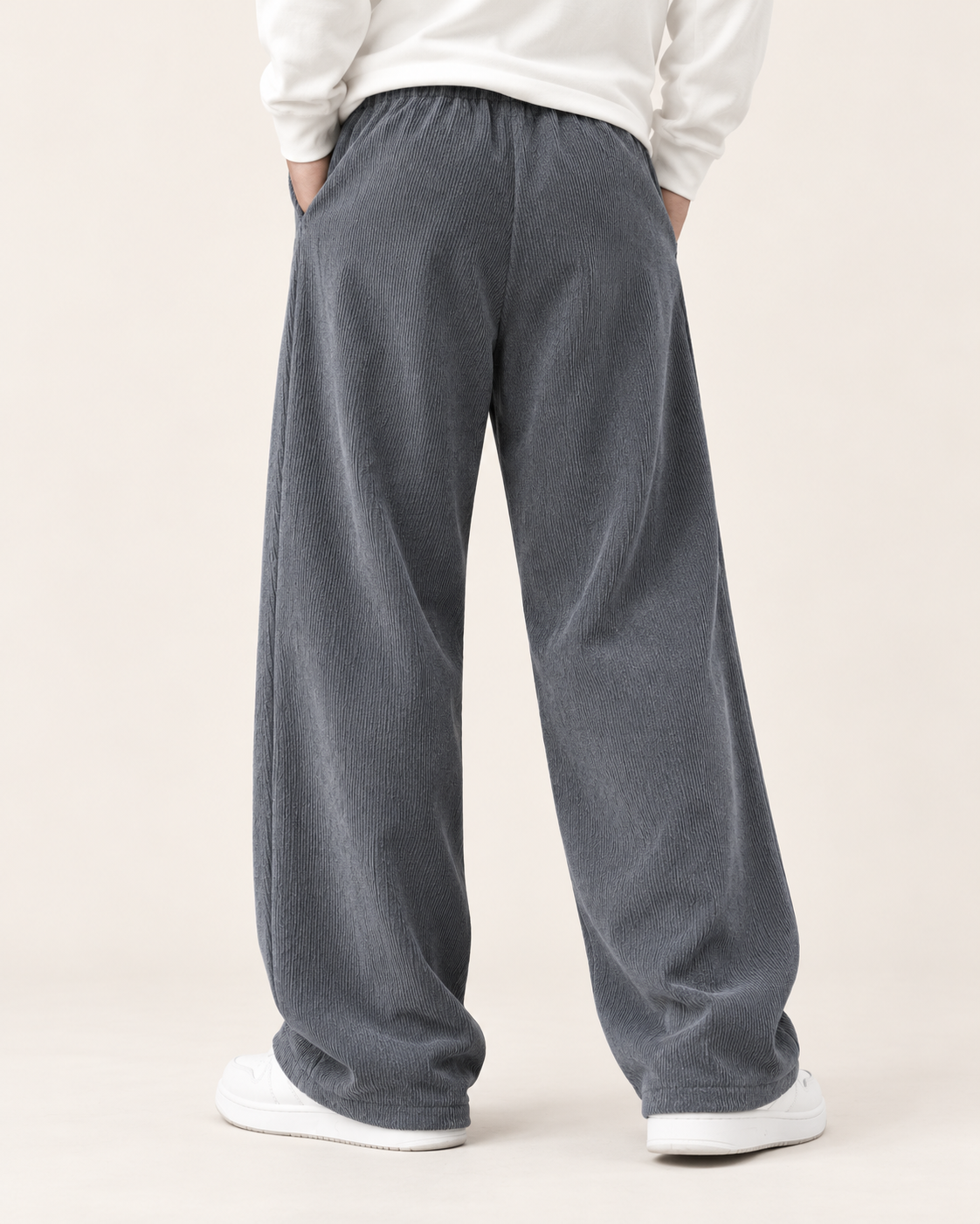 Men's Wide Leg Corduroy Tie Waist Trousers