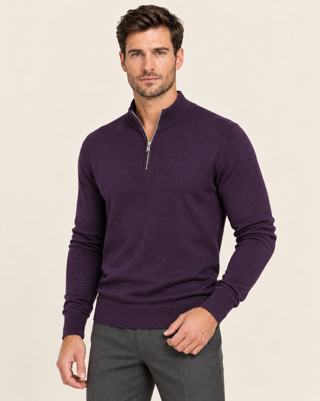 Men's Lightweight Half Zip Jumper in Navy
