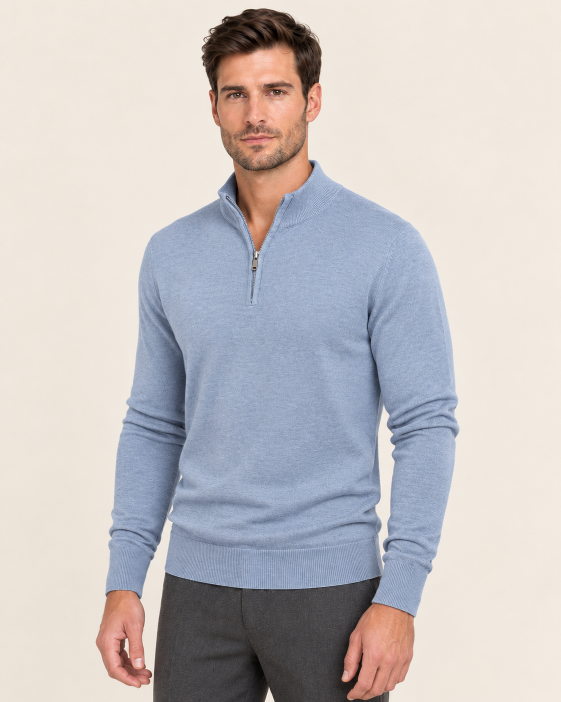 Men's Lightweight Half Zip Jumper in Ocean Blue