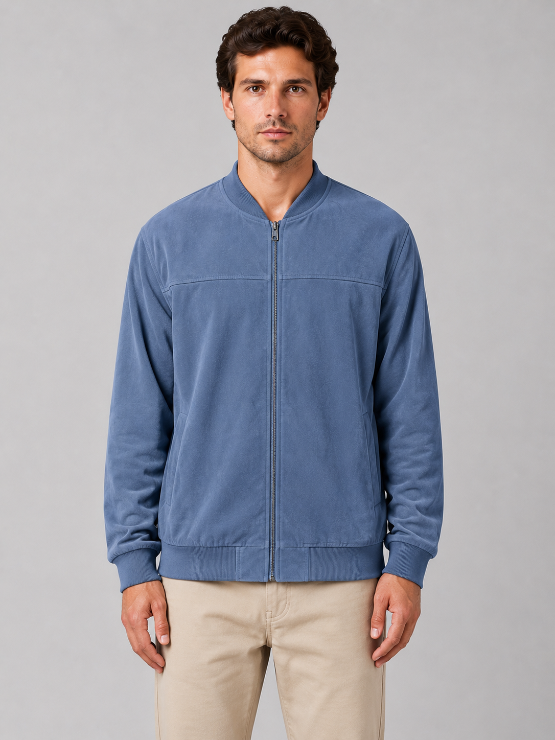 Men's Casual Zip Bomber Jacket Regular Fit Classic Style Everyday Wear