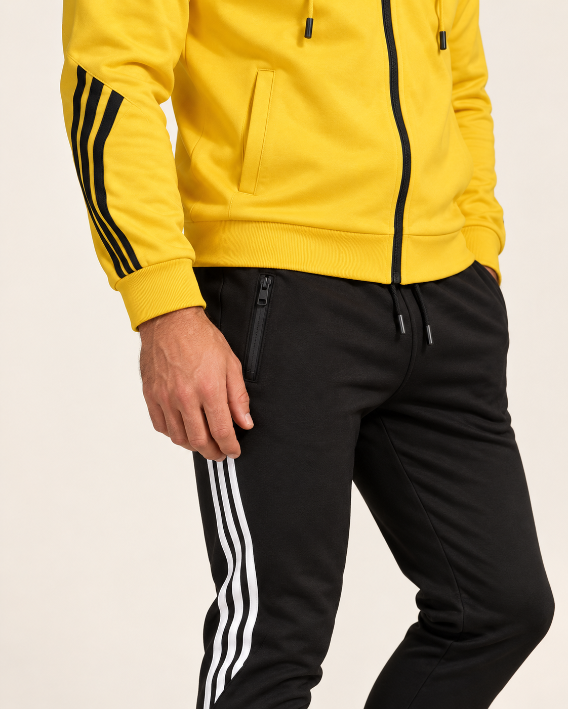Men's Zip Up Hooded Tracksuit Set in Yellow, view 3