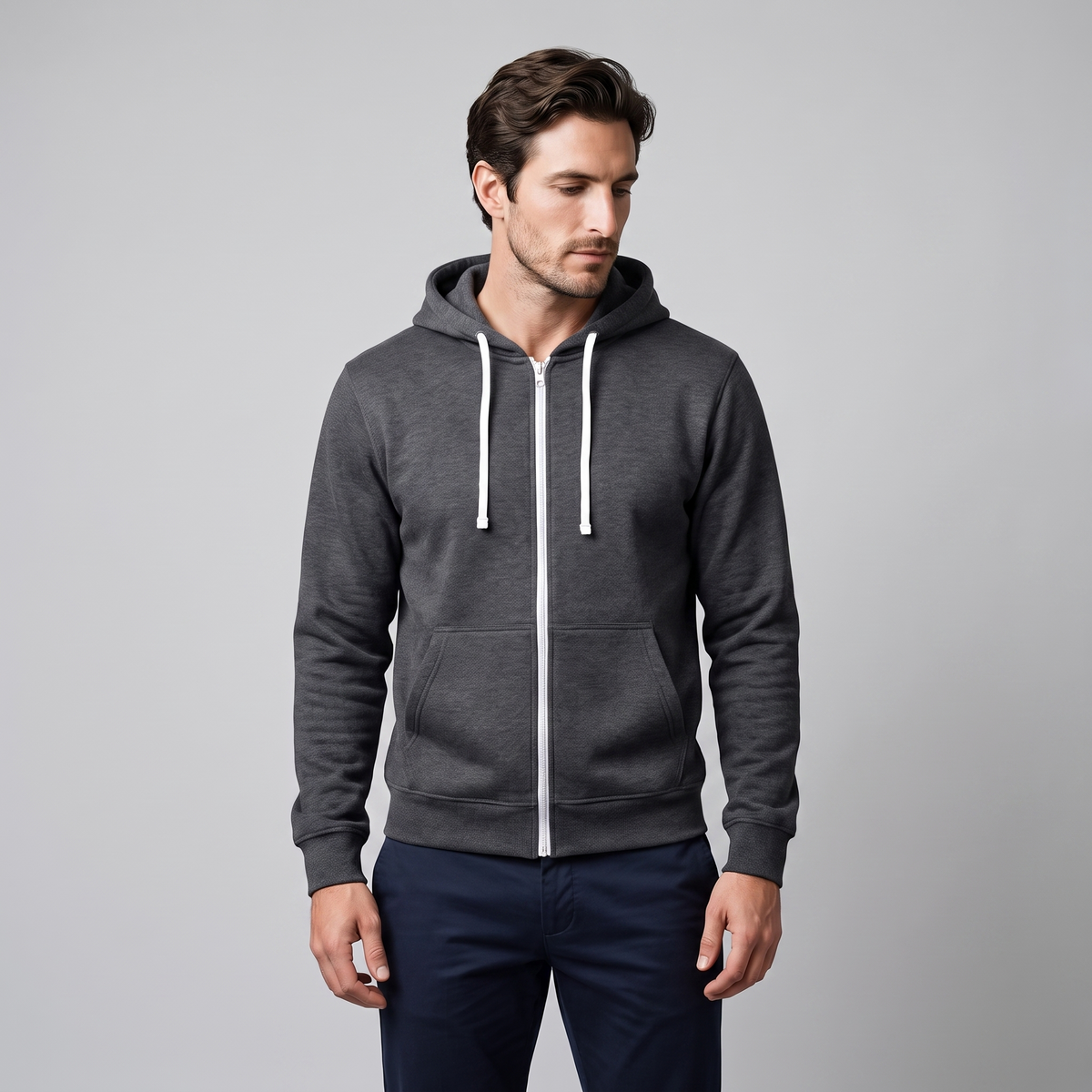 Men's Casual Fleece Hoodie Vest Zip-Up Relaxed Fit Layering Everyday