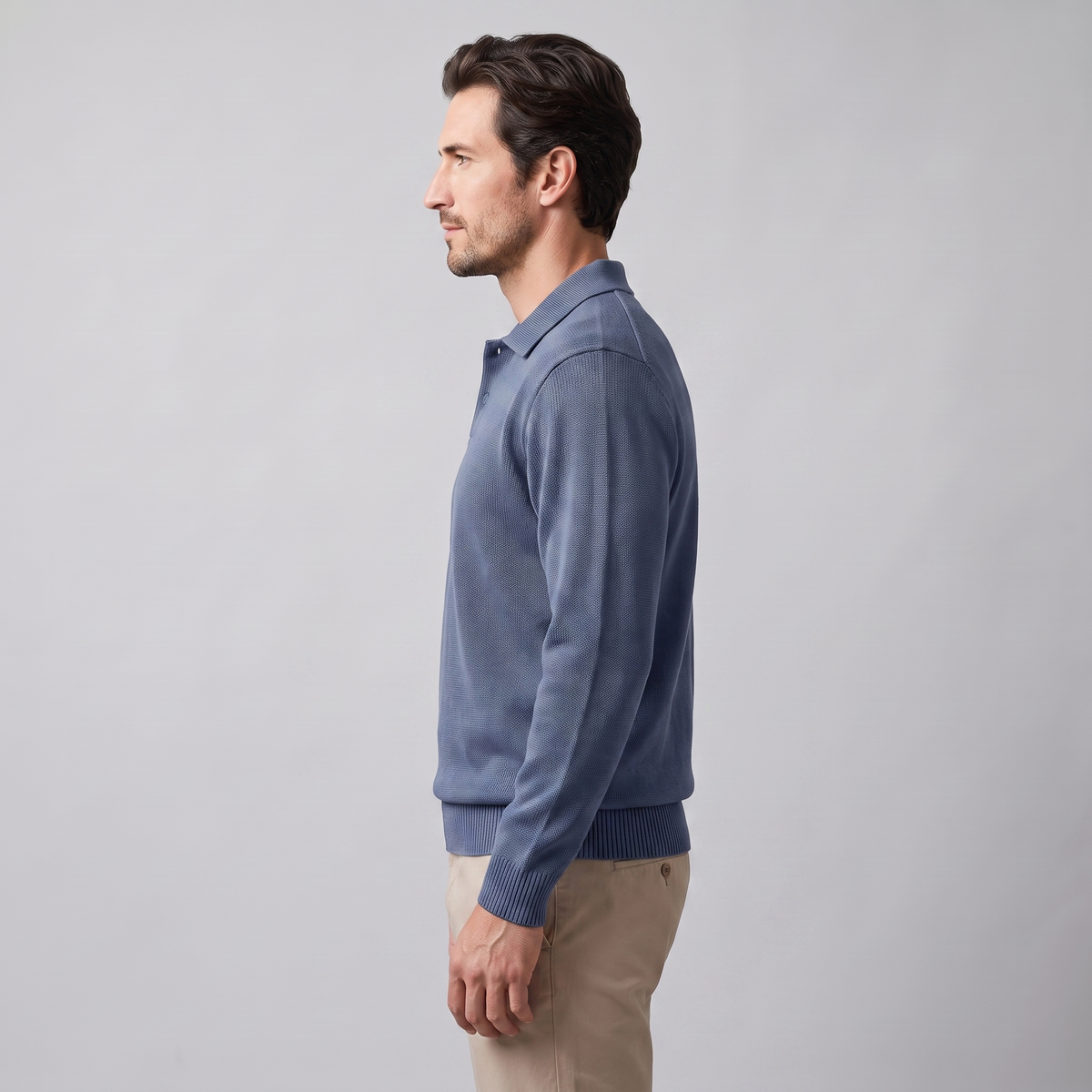 Men's Casual Long Sleeve Polo Sweater Classic Fit Collared Everyday Layering