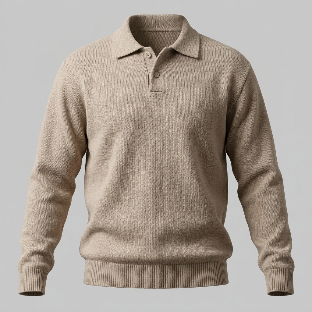 Men's Casual Long Sleeve Polo Sweater Classic Fit Collared Everyday Layering