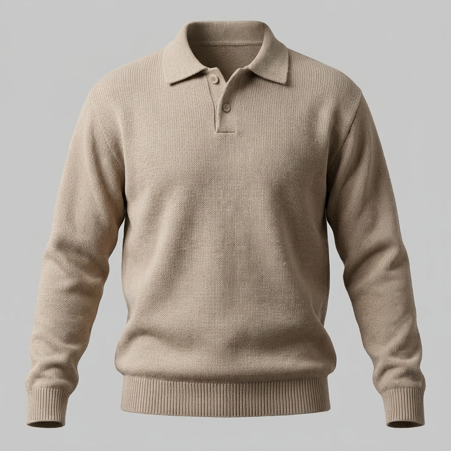 Men's Casual Long Sleeve Polo Sweater Classic Fit Collared Everyday Layering
