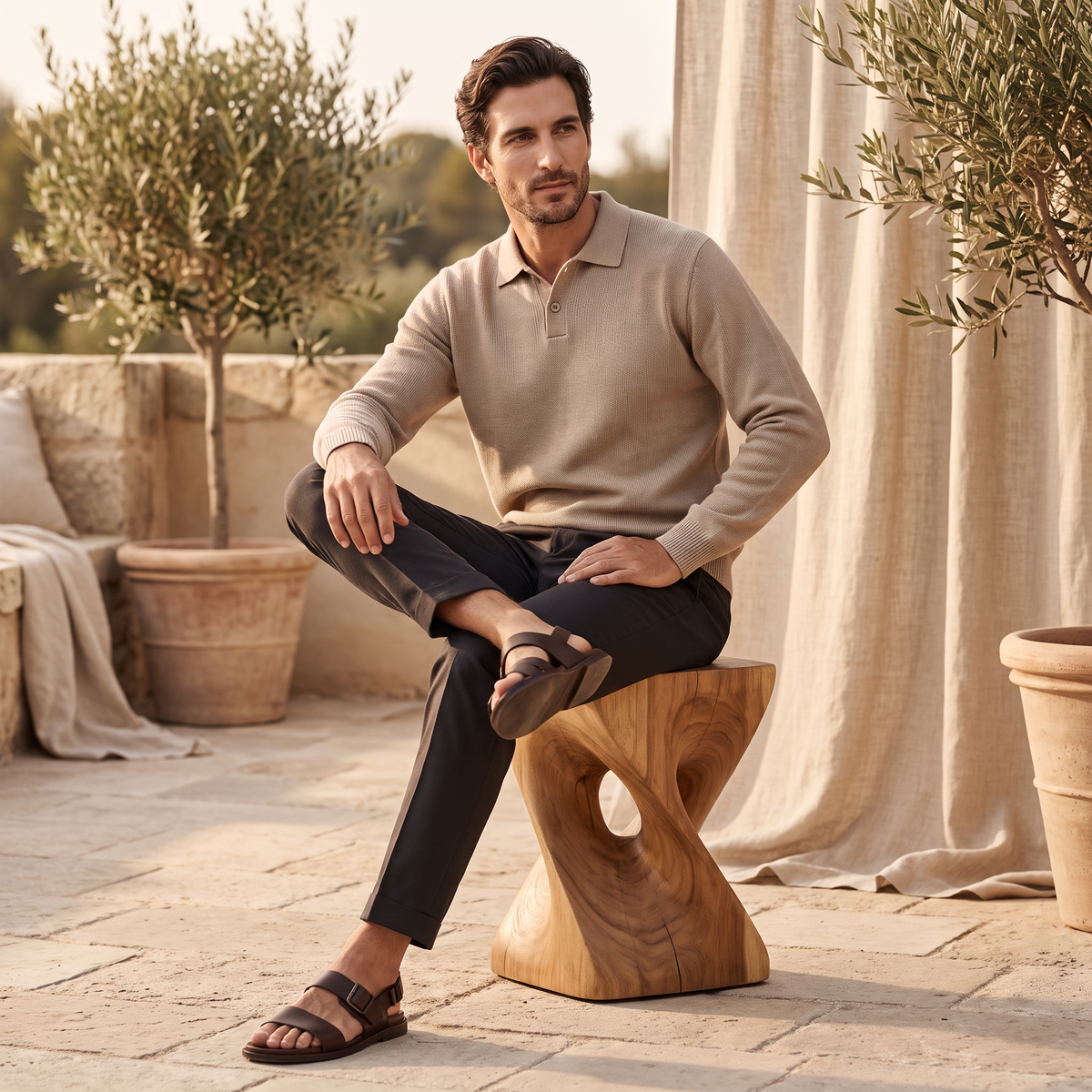 Men's Casual Long Sleeve Polo Sweater Classic Fit Collared Everyday Layering
