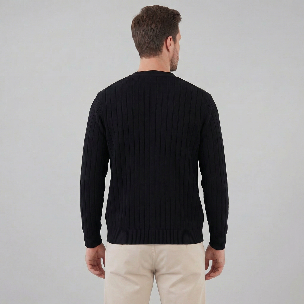 Men's Business Knit Cardigan Open Front Long Sleeve Casual Layering