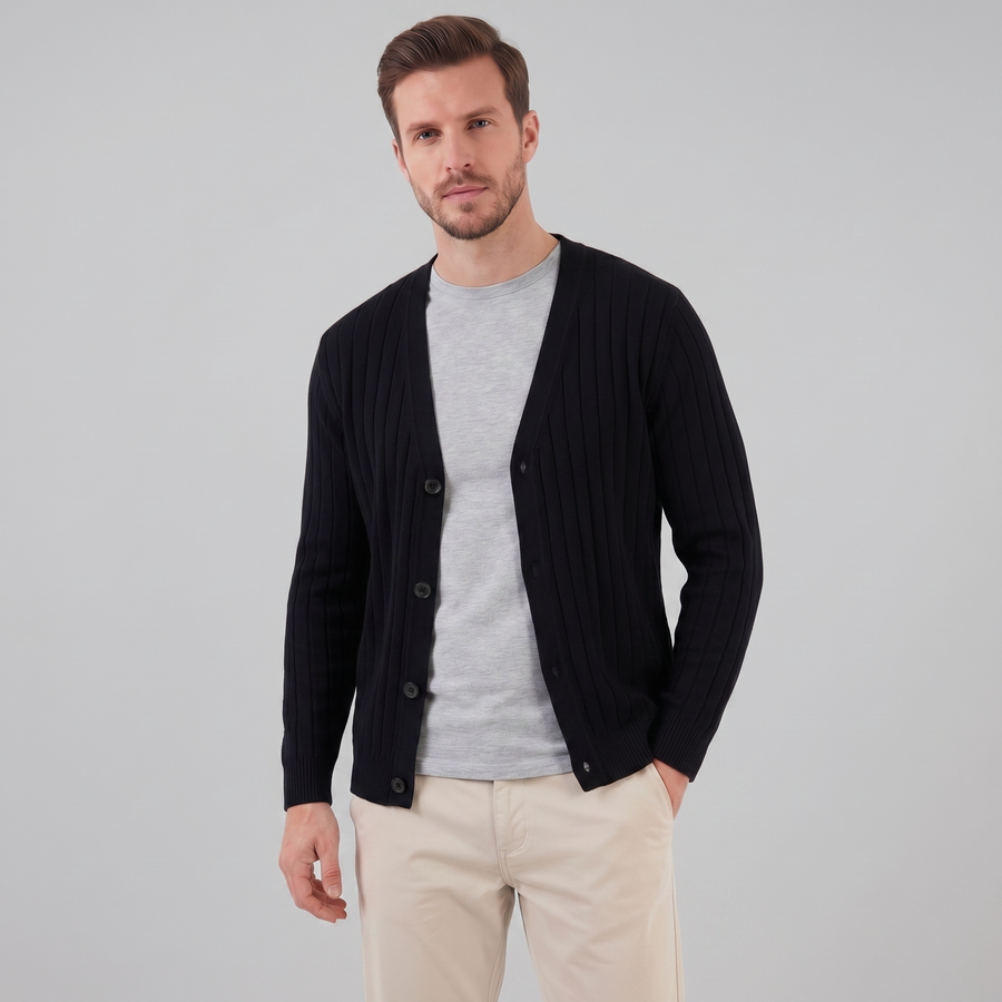 Men's Business Knit Cardigan Open Front Long Sleeve Casual Layering