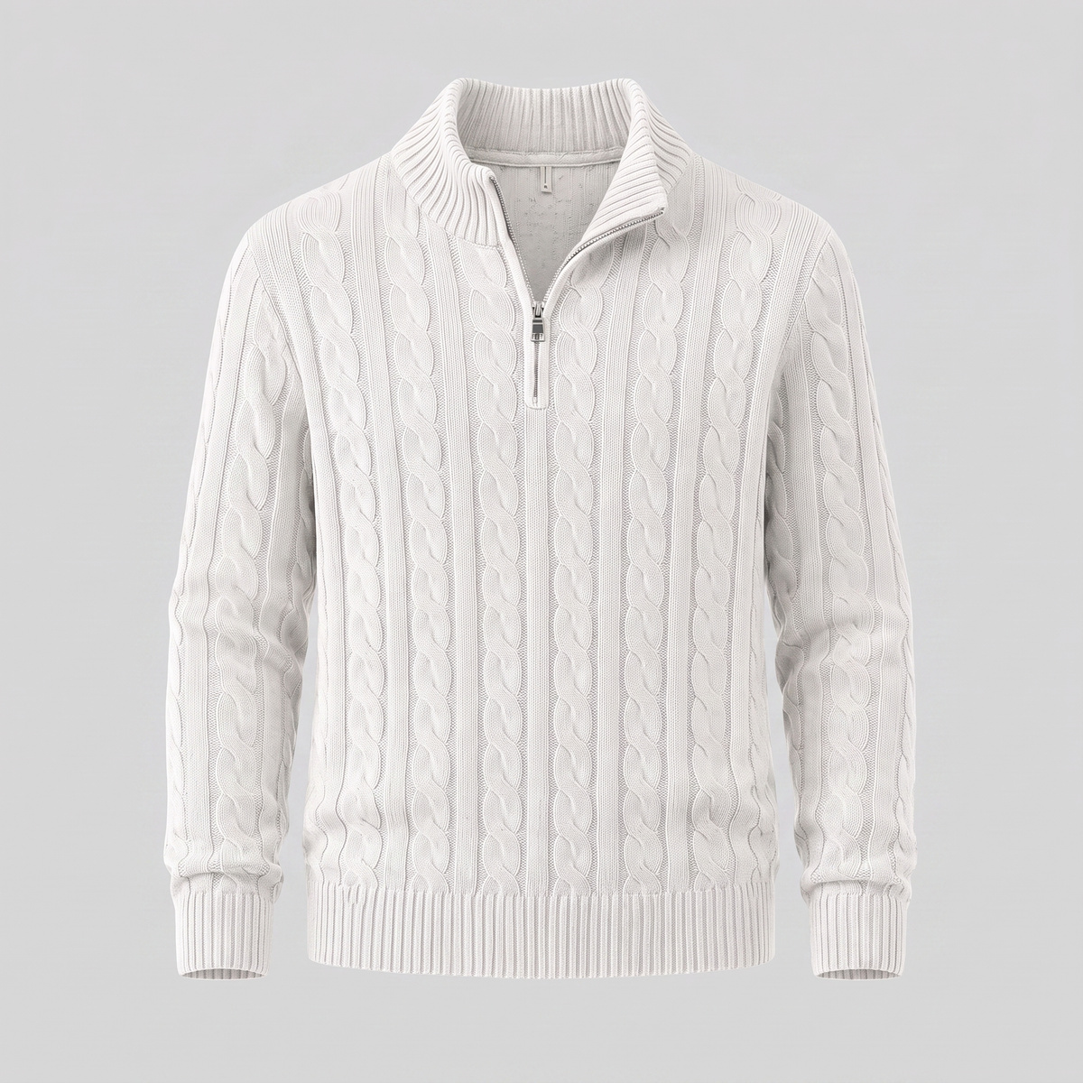 Men's Cable Knit Half-Zip Sweater Textured Knit Long Sleeve Pullover Casual Everyday