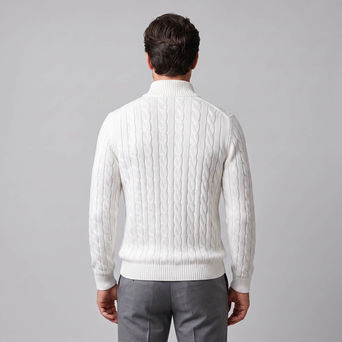 Men's Cable Knit Half-Zip Sweater Textured Knit Long Sleeve Pullover Casual Everyday