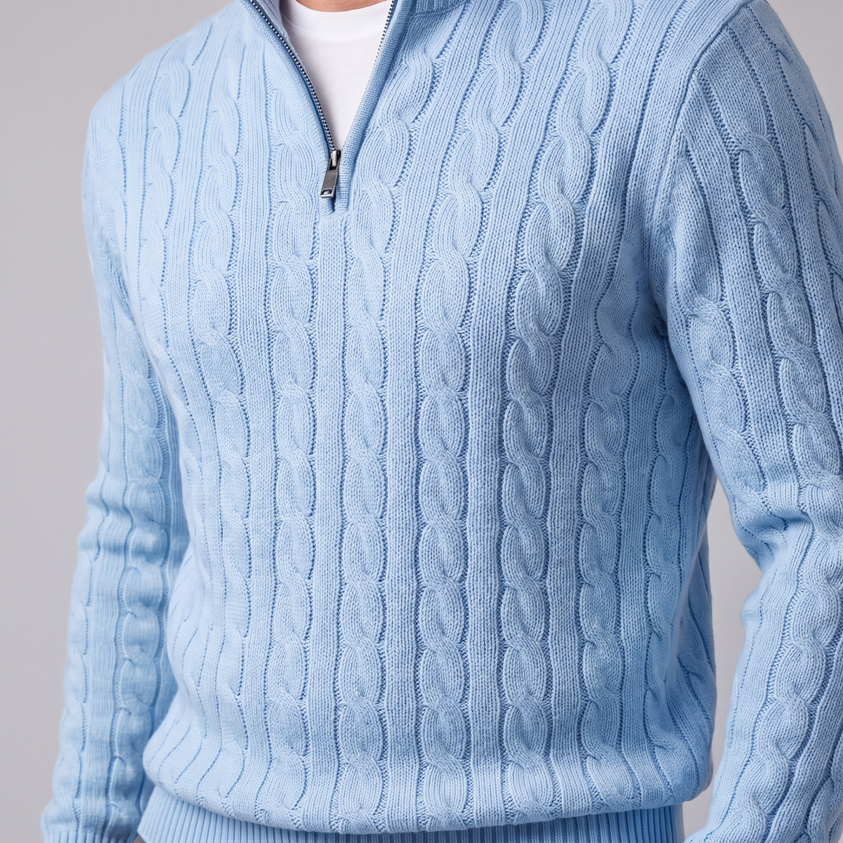 Men's Cable Knit Half-Zip Sweater Textured Knit Long Sleeve Pullover Casual Everyday