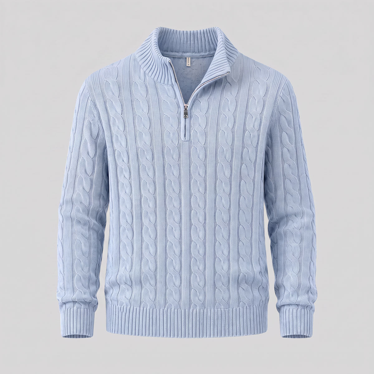 Men's Cable Knit Half-Zip Sweater Textured Knit Long Sleeve Pullover Casual Everyday
